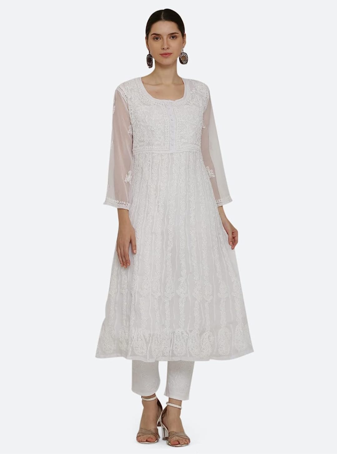 Premium Anarkali With All-Over Chikankari Work With Matching Inner