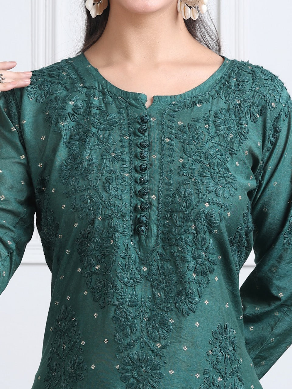 Premium Handwork Chikankari Kurta & Palazzo Set On Chanderi Silk