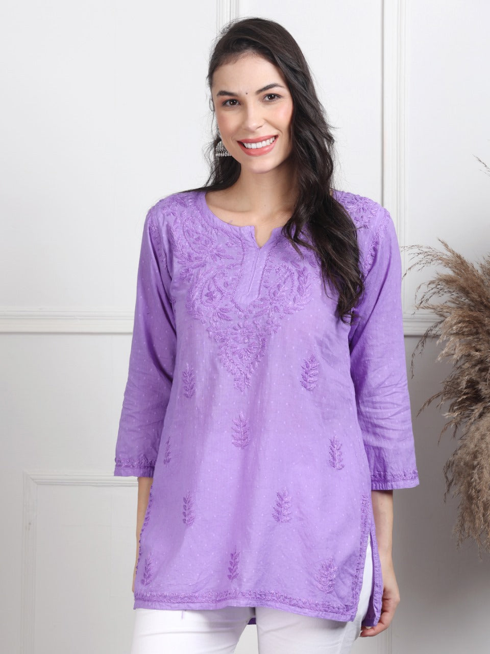 Chikankari Short Top On Pure Cotton Fabric In Beautiful Shades