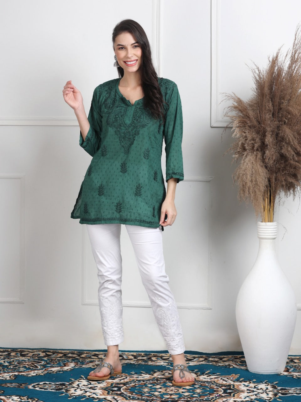 Chikankari Short Top On Pure Cotton Fabric In Beautiful Shades